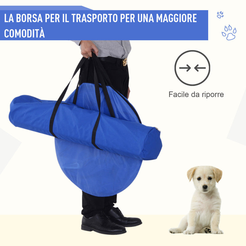 Set Ostacoli Slalom e Tunner per Addestramento Cani con Sacca di Trasporto  Giallo e Blu