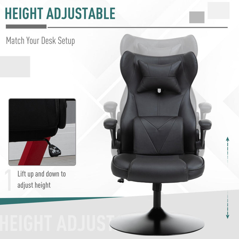 Sedia da Gaming Girevole Reclinabile in Similpelle  Nera