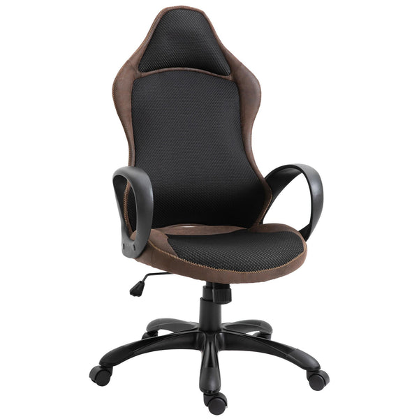 Drehbarer Gaming-Stuhl aus braunem Stoff sconto