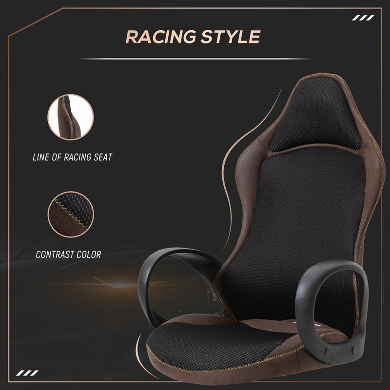 Sedia da Gaming Girevole Reclinabile in Tessuto  Marrone