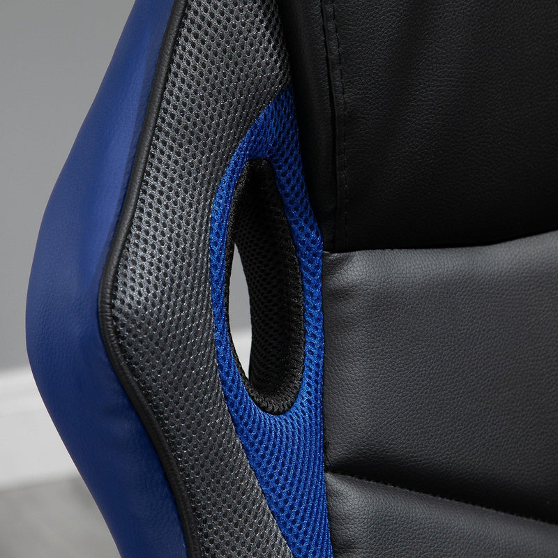 Sedia da Gaming Girevole Reclinabile in Similpelle  Nera e Blu