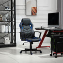 Sedia da Gaming Girevole Reclinabile in Similpelle  Nera e Blu