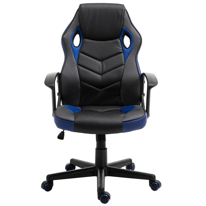 Sedia da Gaming Girevole Reclinabile in Similpelle  Nera e Blu