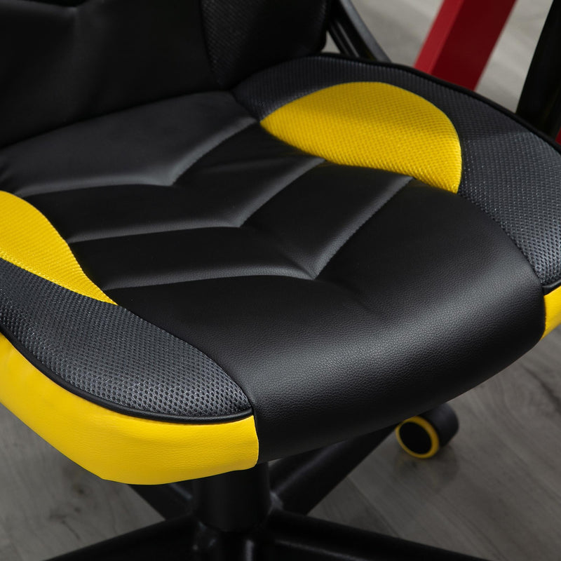 Sedia da Gaming Girevole Reclinabile in Similpelle  Nera e Gialla