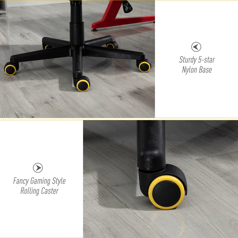 Sedia da Gaming Girevole Reclinabile in Similpelle  Nera e Gialla