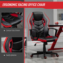 Sedia da Gaming Girevole Reclinabile in Similpelle  Nera e Rossa