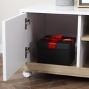 Mobile TV in Legno con Ruote 80x45x39,5 cm Bianco Lucido