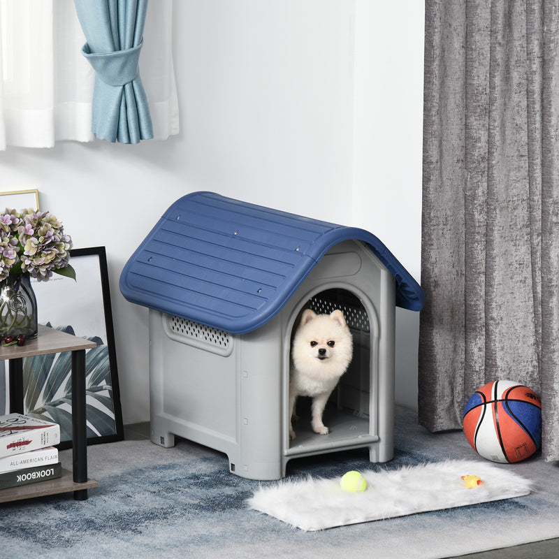 Cuccia per Cani Taglia Piccola 59x75x66 cm in Plastica Blu e Grigia