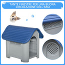 Cuccia per Cani Taglia Piccola 59x75x66 cm in Plastica Blu e Grigia