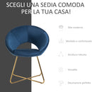 Poltroncina Imbottita in Velluto e Metallo Blu