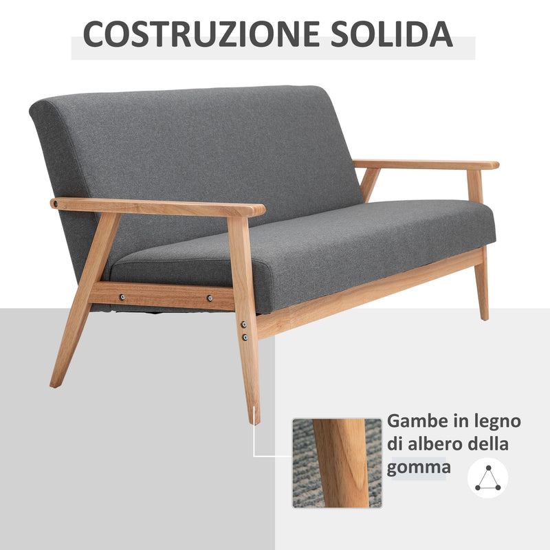 Divano 3 Posti 154,5x68x73 cm in Tessuto e Legno Grigio