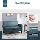 Divano 2 Posti 122x72x74 cm in Tessuto Grigio-Azzurro