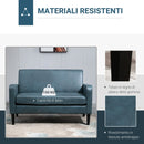 Divano 2 Posti 122x72x74 cm in Tessuto Grigio-Azzurro