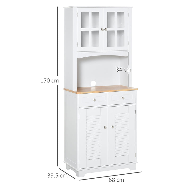 Mobile da Cucina Credenza con Ante e Cassetti 68x39,5x170 cm in Legno Bianca