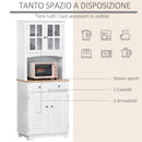 Mobile da Cucina Credenza con Ante e Cassetti 68x39,5x170 cm in Legno Bianca