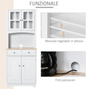 Mobile da Cucina Credenza con Ante e Cassetti 68x39,5x170 cm in Legno Bianca