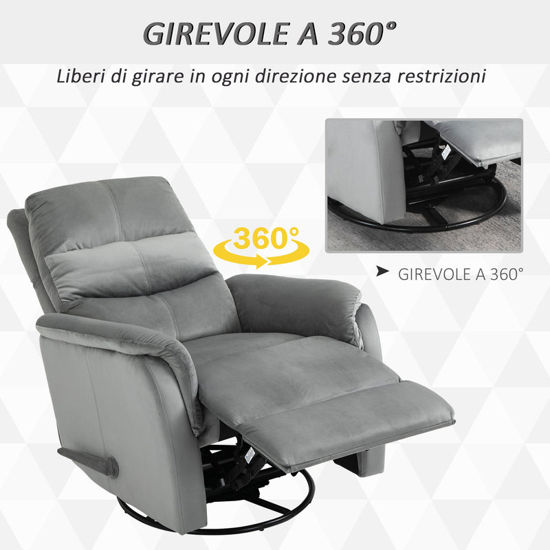 Poltrona Relax Reclinabile Manuale in Tessuto Grigio