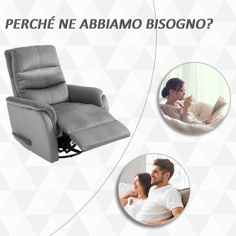 Poltrona Relax Reclinabile Manuale in Tessuto Grigio