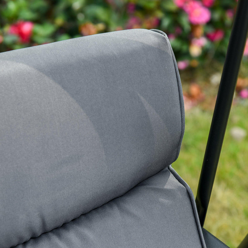 Dondolo da Giardino 3 Posti in Metallo con 2 Tavolini Grigio