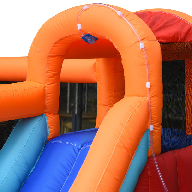 Castello Giostra Gonfiabile 370x270x185 cm con Scivolo Piscina e Pompa Multicolor