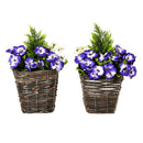 Vaso Fiori Finti di Phalaenopsis H45 cm Pianta Finta Fiori Viola e Bianchi