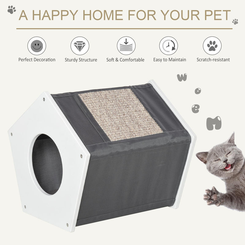 Cuccia per Gatti 41x41x39 cm con Tiragraffi Bianca