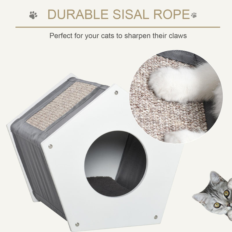 Cuccia per Gatti 41x41x39 cm con Tiragraffi Bianca