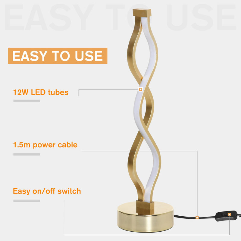 Lampada da Comodino Abat Jour a LED 12W Ø12,5x45 cm Oro