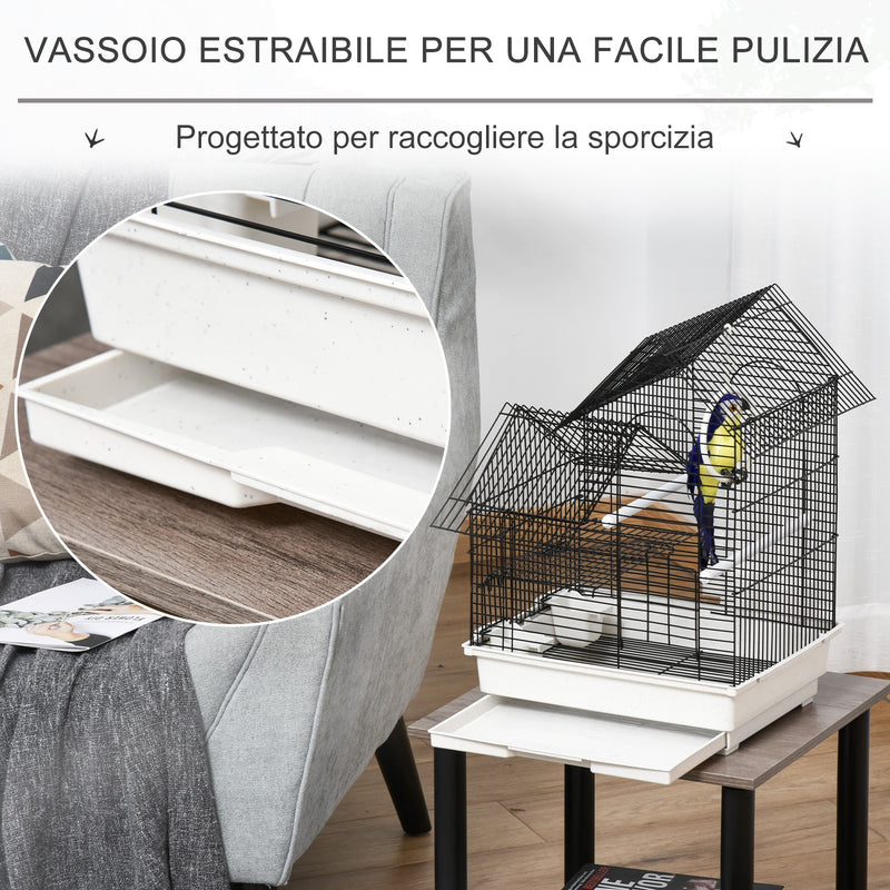 Gabbia per Uccelli 39x34x47 cm in Metallo Bianca