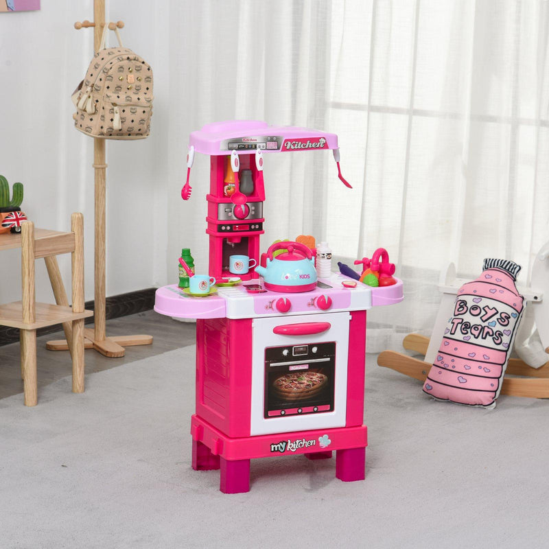 Cucina Giocattolo per Bambini 64x29x87 cm con 33 Accessori Rosa