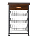 Mobiletto da Cucina 3 Cestelli 1 Cassetto 60x40x86,3 cm in Metallo Marrone e Nero