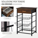 Mobiletto da Cucina 3 Cestelli 1 Cassetto 60x40x86,3 cm in Metallo Marrone e Nero