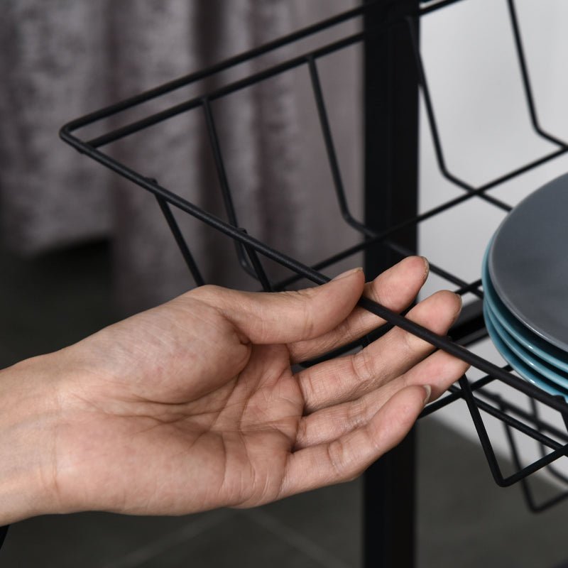 Mobiletto da Cucina 3 Cestelli 1 Cassetto 60x40x86,3 cm in Metallo Marrone e Nero