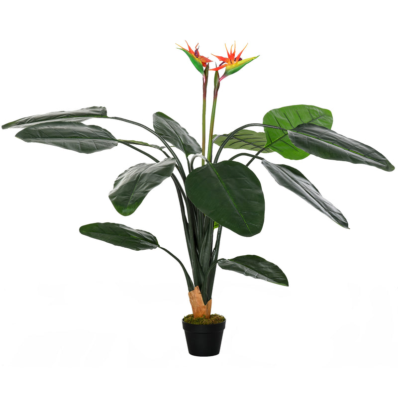 Pianta Artificiale Strelitzia Reginae H155 cm con Vaso Verde e Rosso