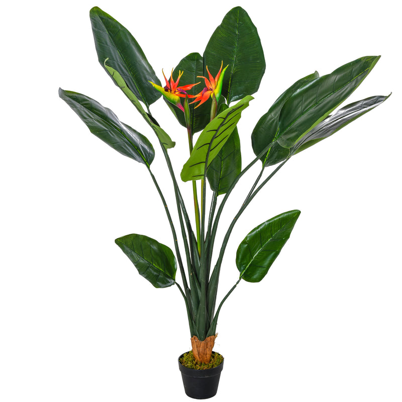 Pianta Artificiale Strelitzia Reginae H155 cm con Vaso Verde e Rosso