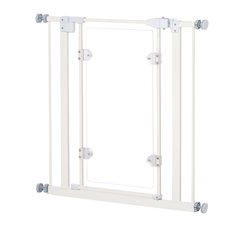 Cancelletto di Sicurezza per Animali Domestici 76,9-81,9 cm in Ferro Bianco