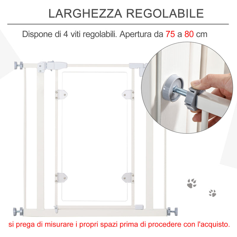Cancelletto di Sicurezza per Animali Domestici 76,9-81,9 cm in Ferro Bianco