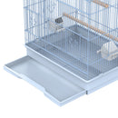 Voliera Gabbia per Uccelli 47,5x37x153 cm con Ruote in Metallo Bianco