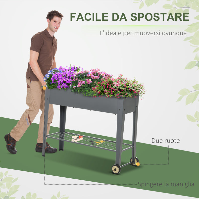 Portapiante Fioriera da Giardino 104x39x80 cm in Metallo Grigio