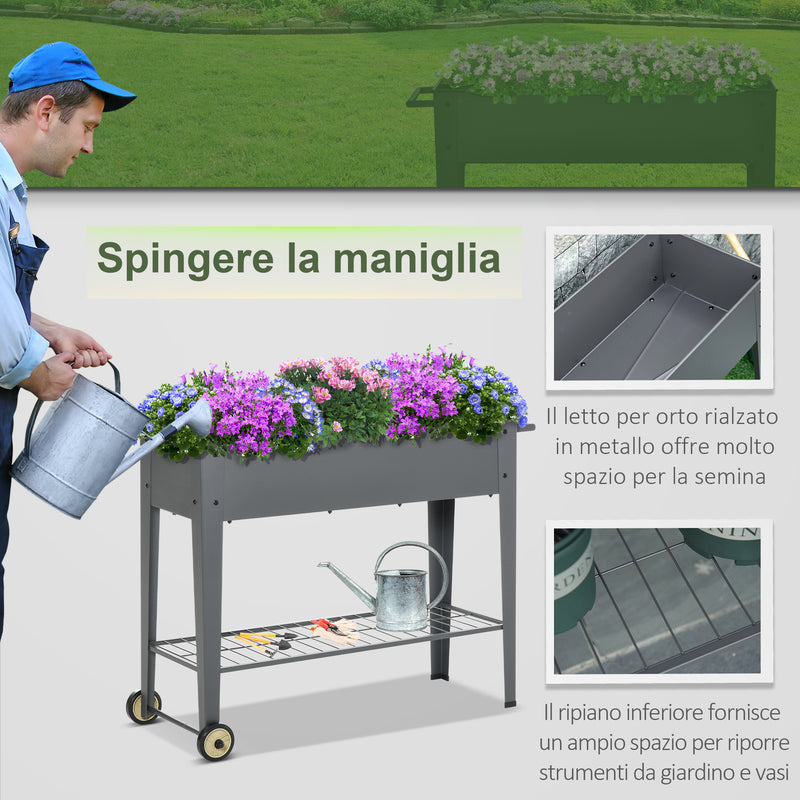 Portapiante Fioriera da Giardino 104x39x80 cm in Metallo Grigio