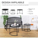 Set 2 Tavolini Bassi Sovrapponibili in Ferro Nero