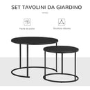 Set 2 Tavolini Bassi Sovrapponibili in Ferro Nero