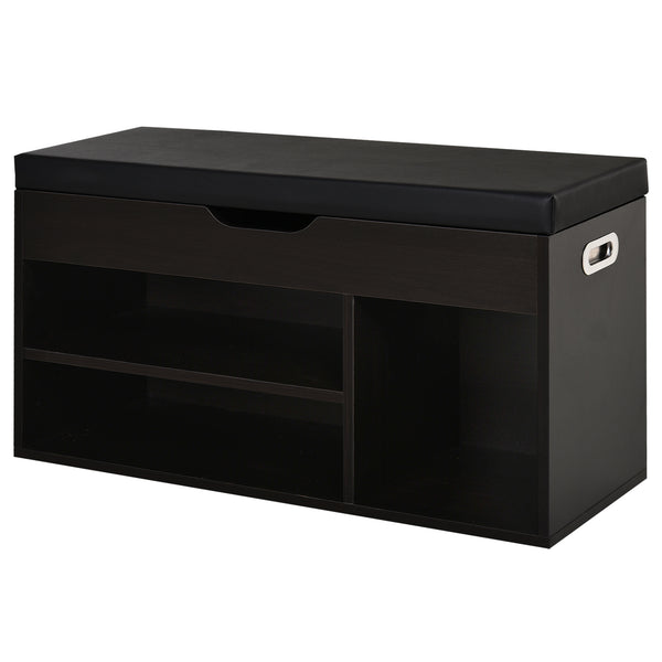 Schuhschrank mit Aufbewahrungsbank 80 x 30 x 45 cm in Spanplatte Nussbaum dunkel acquista