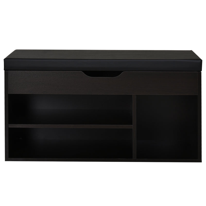 Mobile Scarpiera con Panca Contenitore 80x30x45 cm in Legno Truciolare Noce Scuro