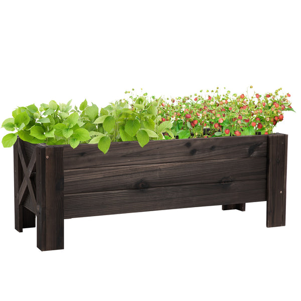 sconto Gartenpflanzer 100 x 35,5 x 36 cm aus karbonisiertem Holz