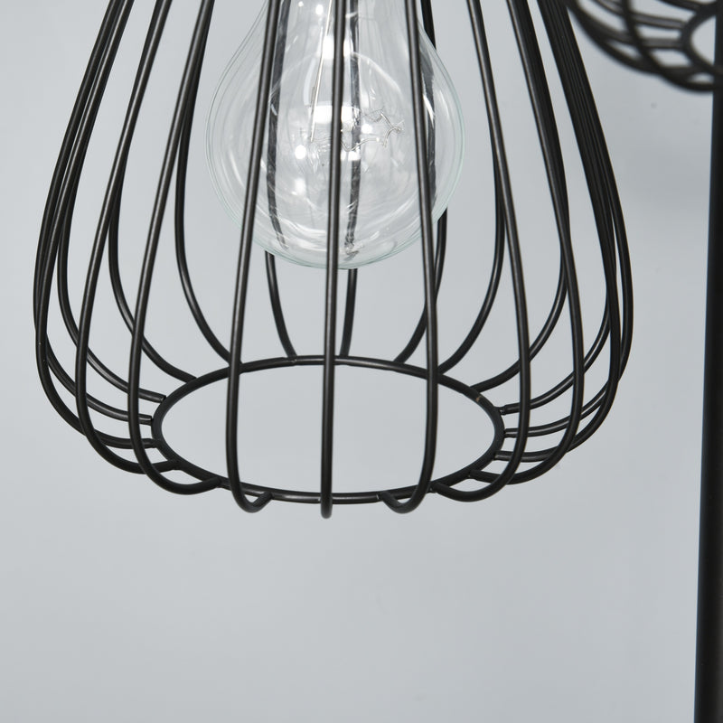 Lampada da Terra con Paralumi E27 in Metallo Nero