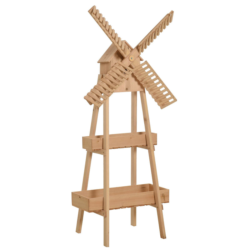 Fioriera da Giardino con Mulino 80x44x154 cm in Legno Naturale