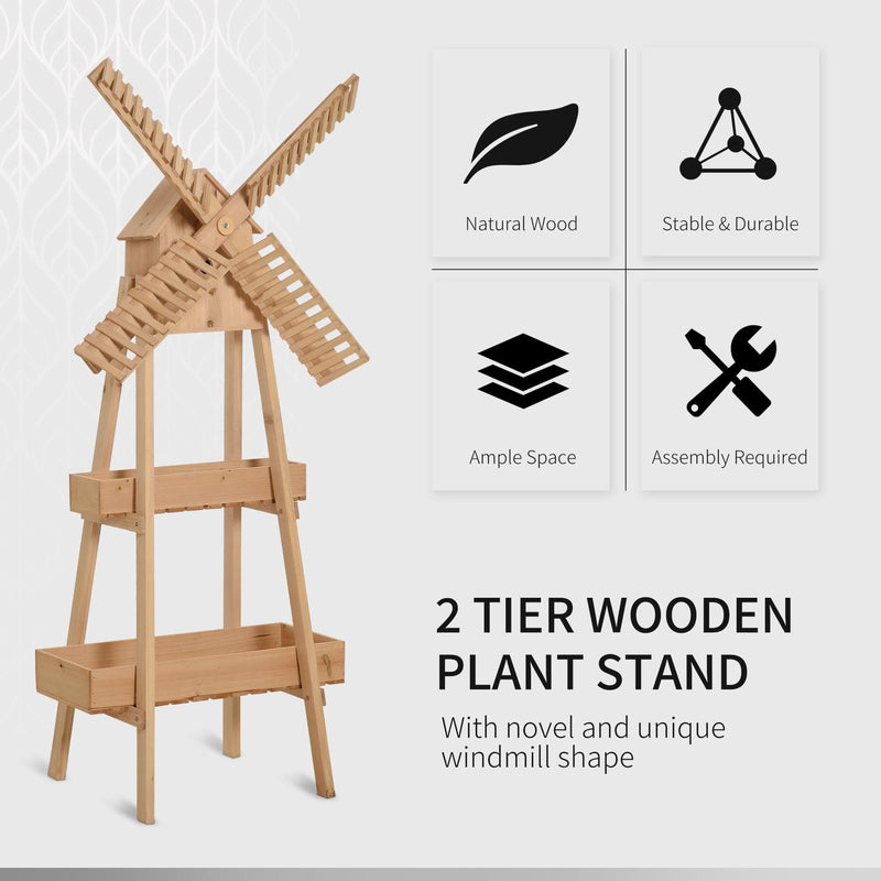 Fioriera da Giardino con Mulino 80x44x154 cm in Legno Naturale