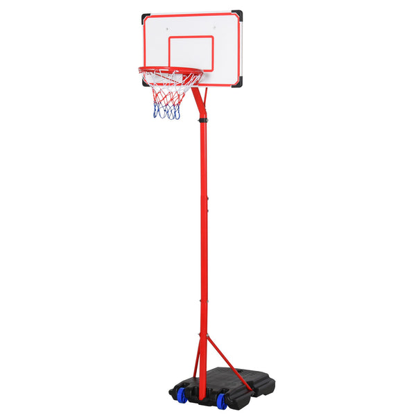 Outdoor-Basketballkorb mit Ständer und verstellbarer Höhe aus rotem und weißem Metall sconto
