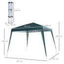 Gazebo da Giardino Pieghevole 297x297x250 cm in Acciaio e Tessuto Oxford Verde